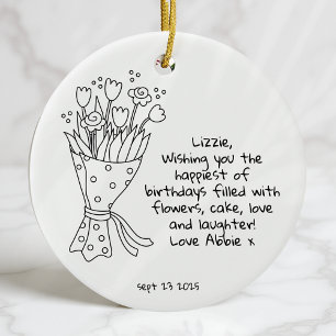 Gepersonaliseerde Happy Birthday Keepsake Keramisch Ornament