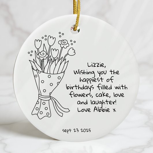 Gepersonaliseerde Happy Birthday Keepsake Keramisch Ornament