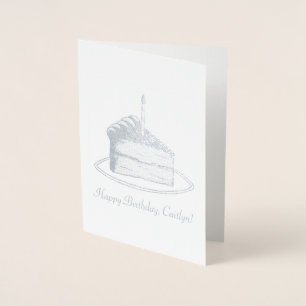Gepersonaliseerde Happy Birthday Layer Cake Slice Folie Kaarten