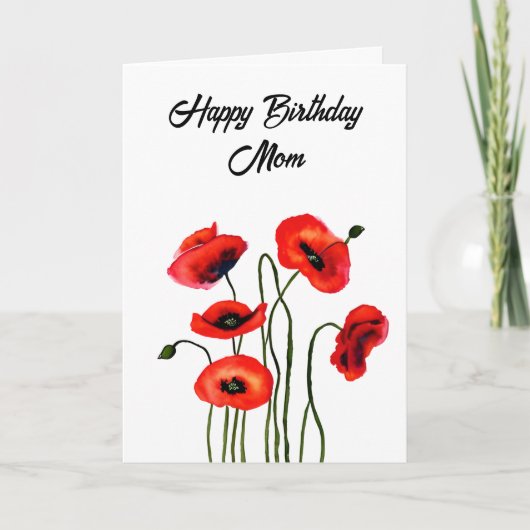 Gepersonaliseerde Happy Birthday Mam  Poppies Kaart (Voorkant)