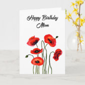 Gepersonaliseerde Happy Birthday Mam  Poppies Kaart (Gele Bloem)