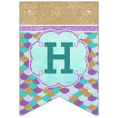 Gepersonaliseerde Happy Birthday Mermaid Party Vlaggetjes (Tweede vlag)