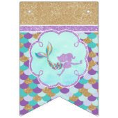 Gepersonaliseerde Happy Birthday Mermaid Party Vlaggetjes (Eerste vlag)