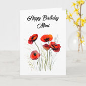 Gepersonaliseerde Happy Birthday Mimi  Poppies Kaart (Gele Bloem)