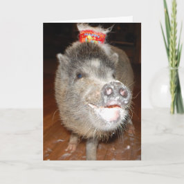 Gepersonaliseerde Happy Birthday Mini Pig Kaart