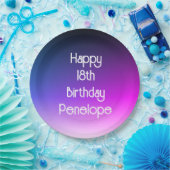 Gepersonaliseerde Happy Birthday Ombre Paarse Papieren Bordje (Feest)