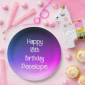 Gepersonaliseerde Happy Birthday Ombre Paarse Papieren Bordje (Feest)