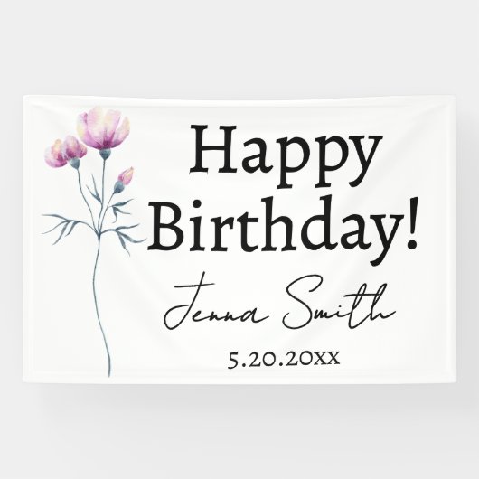 Gepersonaliseerde Happy Birthday Party Banner voor (Horizontaal)