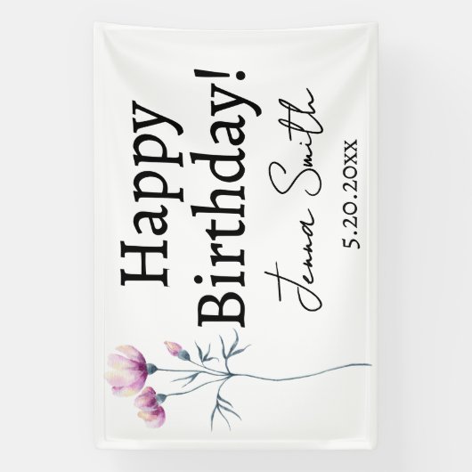 Gepersonaliseerde Happy Birthday Party Banner voor (Verticaal)