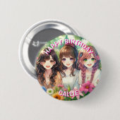 Gepersonaliseerde Happy Birthday Party Ronde Button 5,7 Cm (Voorkant /achterkant)