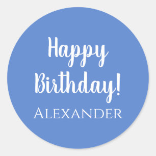 Gepersonaliseerde Happy Birthday Pastel Blue Gift Ronde Sticker