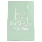 Gepersonaliseerde Happy Birthday Pastel Mint Green Medium Cadeauzakje (Achterkant)
