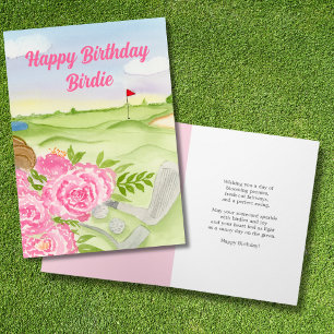 Gepersonaliseerde Happy Birthday pioenen op de gol Kaart