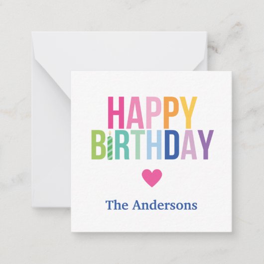 Gepersonaliseerde Happy Birthday Rainbow Enclosure Notitiekaartje (Voorkant)