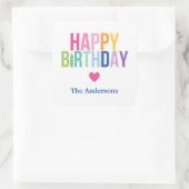Gepersonaliseerde Happy Birthday Regenboog Sticker (Tas)