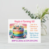 Gepersonaliseerde Happy Birthday | regenboogcake Kaart (Staand voorkant)