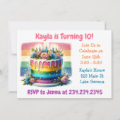 Gepersonaliseerde Happy Birthday | regenboogcake Kaart (Voorkant)