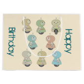 Gepersonaliseerde Happy Birthday Retro Robots Groot Cadeauzakje (Voorkant)