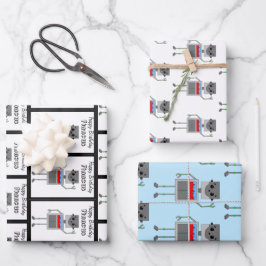 Gepersonaliseerde Happy Birthday Robot Geëerd Inpakpapier Vel