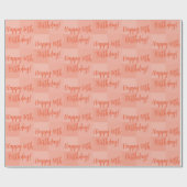 Gepersonaliseerde Happy Birthday, rood Sinaasappel Cadeaupapier (Vlak)