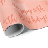 Gepersonaliseerde Happy Birthday, rood Sinaasappel Cadeaupapier (Rol Hoek)