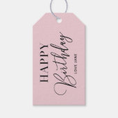 Gepersonaliseerde "Happy Birthday" Roze 2-Tone Cadeaulabel (Voorkant)
