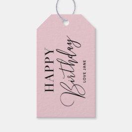 Gepersonaliseerde "Happy Birthday" Roze 2-Tone Cadeaulabel