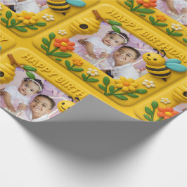 Gepersonaliseerde Happy Birthday Schattigee bijen Cadeaupapier