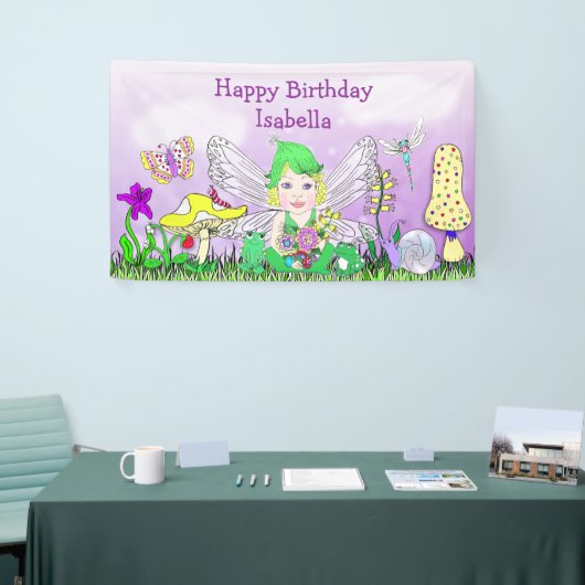 Gepersonaliseerde Happy Birthday Sprookjesthema Spandoek (Beurs)