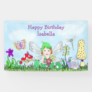 Gepersonaliseerde Happy Birthday Sprookjesthema Spandoek