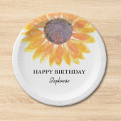 Gepersonaliseerde Happy Birthday Sunflower Paper B Papieren Bordje