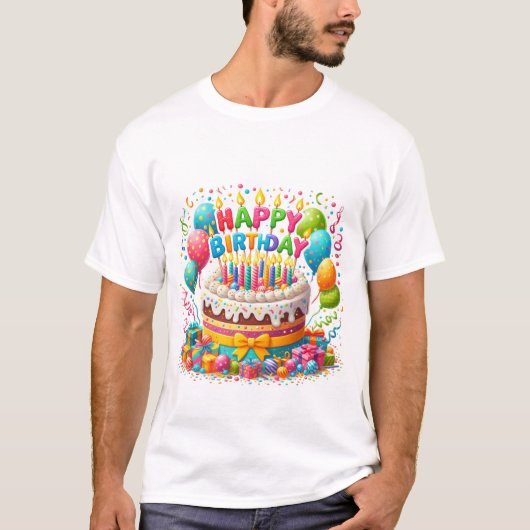 Gepersonaliseerde Happy Birthday T-shirts van Zazz (Voorkant)