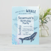 Gepersonaliseerde Happy Birthday Uitnodiging Blue (Staand voorkant)