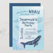 Gepersonaliseerde Happy Birthday Uitnodiging Blue (Voorkant / Achterkant)