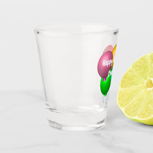 Gepersonaliseerde Happy Birthday Vibes Helium Ball Shot Glas (Links)