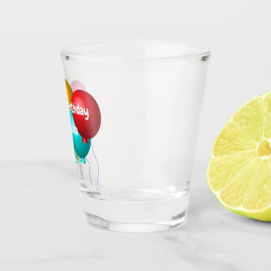 Gepersonaliseerde Happy Birthday Vibes Helium Ball Shot Glas (Rechts)