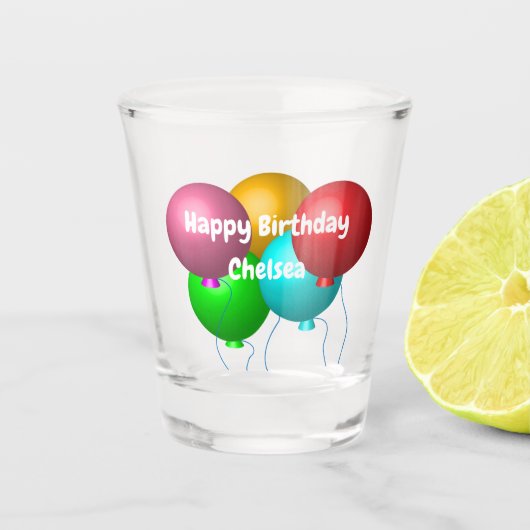 Gepersonaliseerde Happy Birthday Vibes Helium Ball Shot Glas (Voorkant)