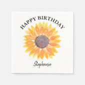 Gepersonaliseerde Happy Birthday Yellow Sunflower Servet (Voorkant)