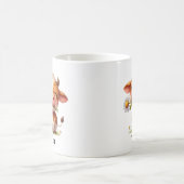 Gepersonaliseerde Happy Brown Koe met Flower Koffiemok (Center)