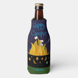 Gepersonaliseerde Happy Camper kampvuur Flesjeskoeler