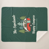 Gepersonaliseerde Happy Campers Kerstmis Sherpa Deken (Voorkant (horizontaal))