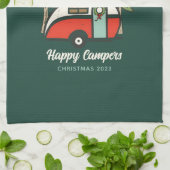 Gepersonaliseerde Happy Campers Kerstmis Theedoek (Gevouwen)