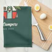 Gepersonaliseerde Happy Campers Kerstmis Theedoek (Quarter Fold)