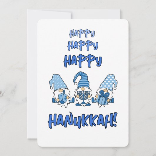 Gepersonaliseerde Happy Chanoeka Holiday Gnome Feestdagenkaart (Voorkant)