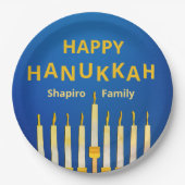 Gepersonaliseerde Happy Chanoeka! Menorah Papieren Bordje (Voorkant)