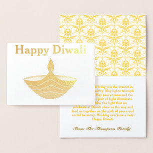 Gepersonaliseerde Happy Diwali Gold Folie Kaarten