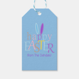 Gepersonaliseerde Happy Easter Bunny Ears Blauw Pa Cadeaulabel