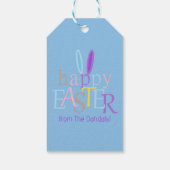 Gepersonaliseerde Happy Easter Bunny Ears Blauw Pa Cadeaulabel (Achterkant)