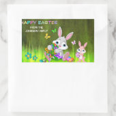 Gepersonaliseerde HAPPY EASTER Bunny gekleurde eie Rechthoekige Sticker (Tas)