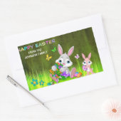 Gepersonaliseerde HAPPY EASTER Bunny gekleurde eie Rechthoekige Sticker (Envelop)